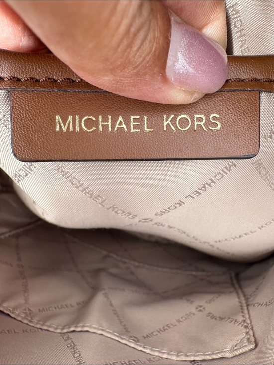 Michael Kors Abbey Small MK Signature Brown Backpack Leather Trim main image 3
